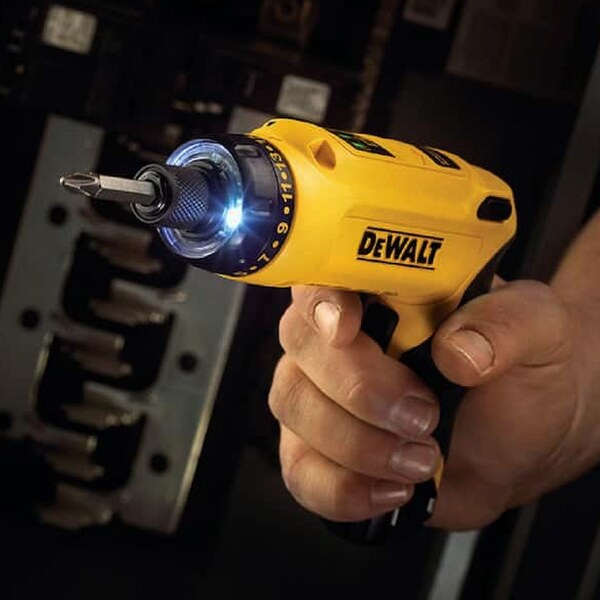 DEWALT 8V MAX Cordless Gyroscopic Screwdriver With Adjustable Handle, (2) 1.0Ah Batteries, Charger, And Bag