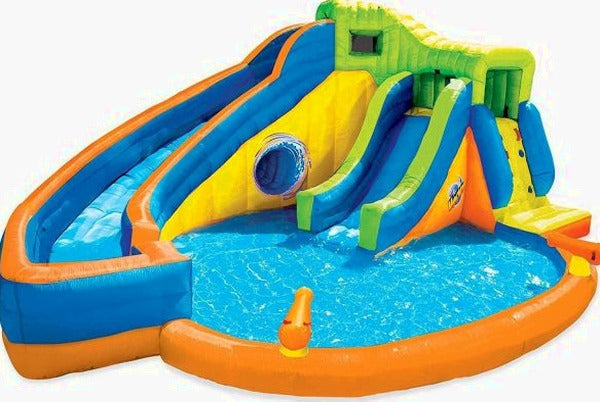 BANZAI Pipeline Twist Kids Inflatable Aqua Splash Park With Slides