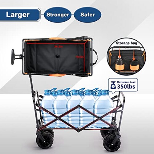 EchoSmile Foldable Utility Wagon, 350 lb Capacity - Large Wheels