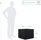 PolyStone Monterray Square Outdoor Planter 23 in L x 23 in W x 19 in H, Black