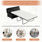 Twin-Fold Ottoman Sleeper Bed With PU Upholstery And Integrated Mattress