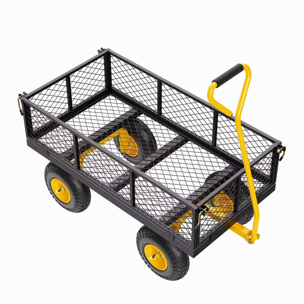 KFFKFF Steel Garden Utility Cart 900 Lbs, 38 x 22 in, 10 in Wheels, Green - V900G