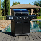 Kenmore 4-Burner Smart Gas Grill With Side Searing Burner, Black With Chrome Accents