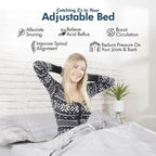 Renanim Adjustable Bed Frame With Medium Cooling Gel Memory Foam Mattress - Dual Massage, App And Remote Control