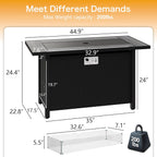 Meilocar 45in Propane Fire Pit Table, 50000 BTU, Gray Tabletop