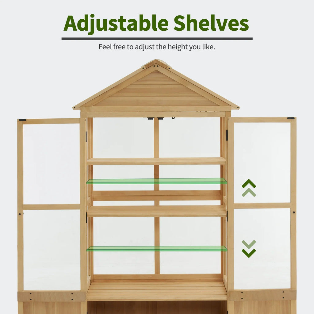 MCombo Cold Frame Greenhouse Cabinet, 3 Tier, 35.4" x 21.3" x 70.1", Fir Wood - 0847