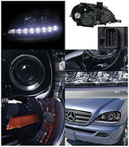 Spec-D Tuning Projector Headlights For Benz W163 ML320/350/55, Glossy Black SMD LED DRL - 2LHP-BW16302G-TM