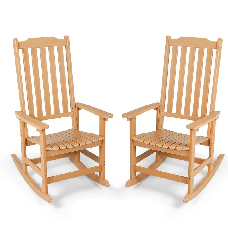Vrakae All-Weather High-Back Patio Rocking Chairs, 2-Piece Set - 21 x 34.6 x 46 in