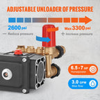 KFFKFF Triplex Pressure Washer Pump, 3/4 in Shaft, 3700 PSI, 2.5 GPM - KPD2110G