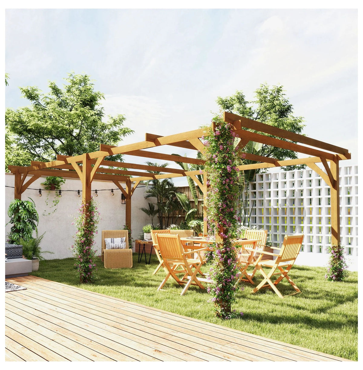 Wood Pergola 20 x 10 ft Dark Brown