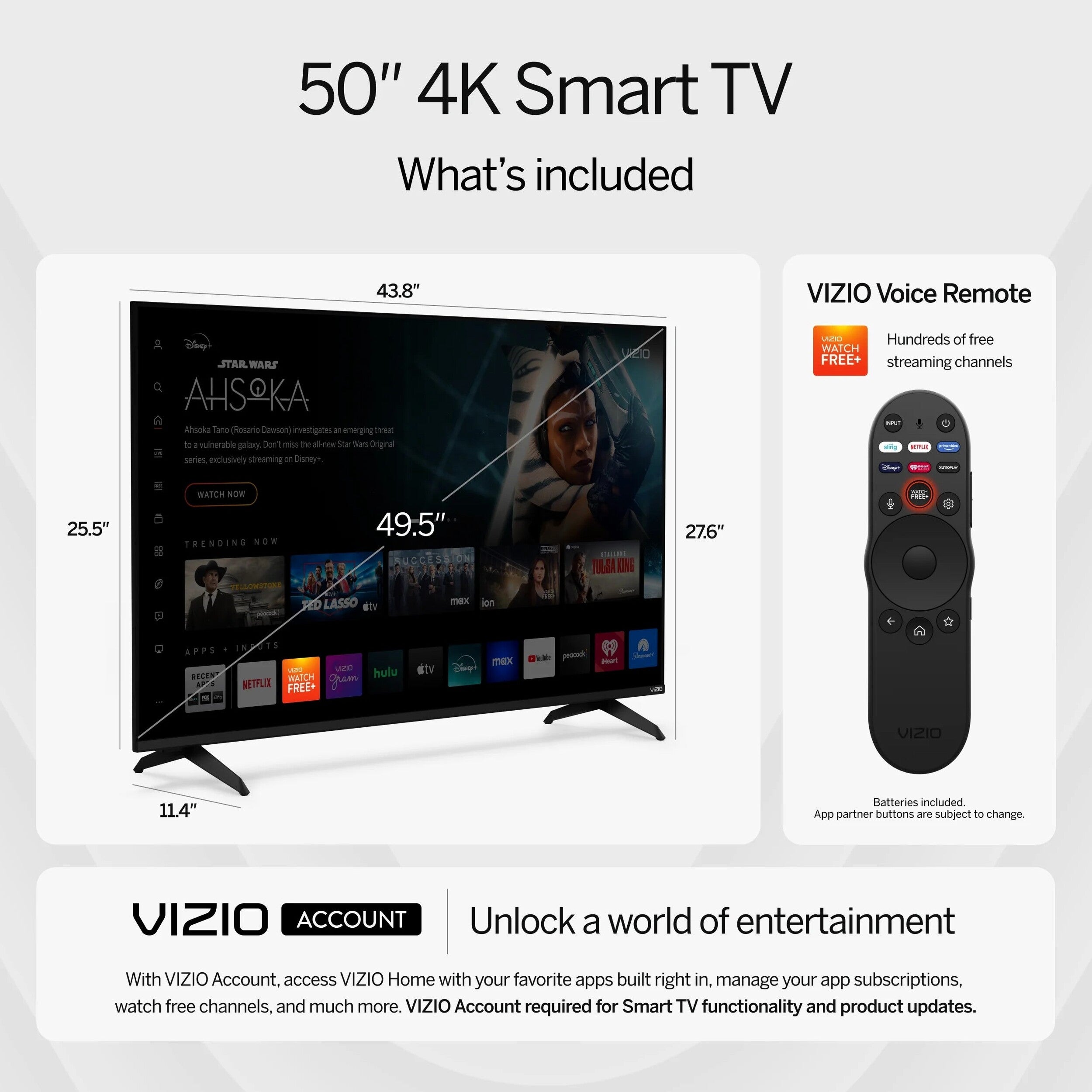 VIZIO 50 Inch Class 4K UHD LED HDR Smart TV - V4K50M-08