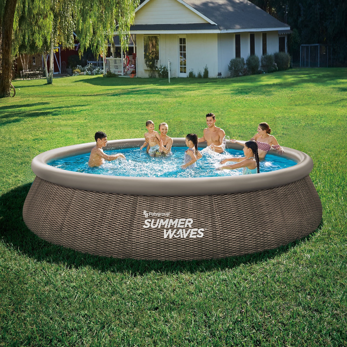 Summer Waves Quick Set Above Ground Pool 15 ft x 36 in Dark Double Rattan - RX600