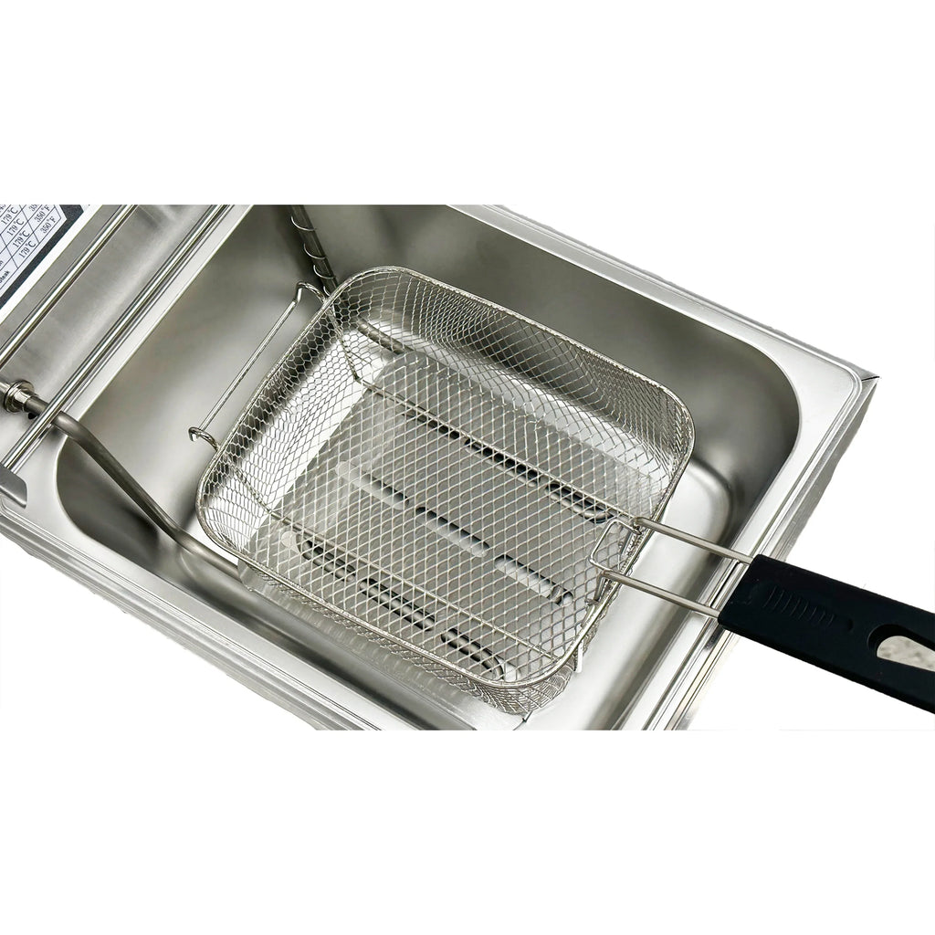 1600W Electric Deep Fryer, Stainless Steel, 6L, 110V - Commercial Single-Chamber