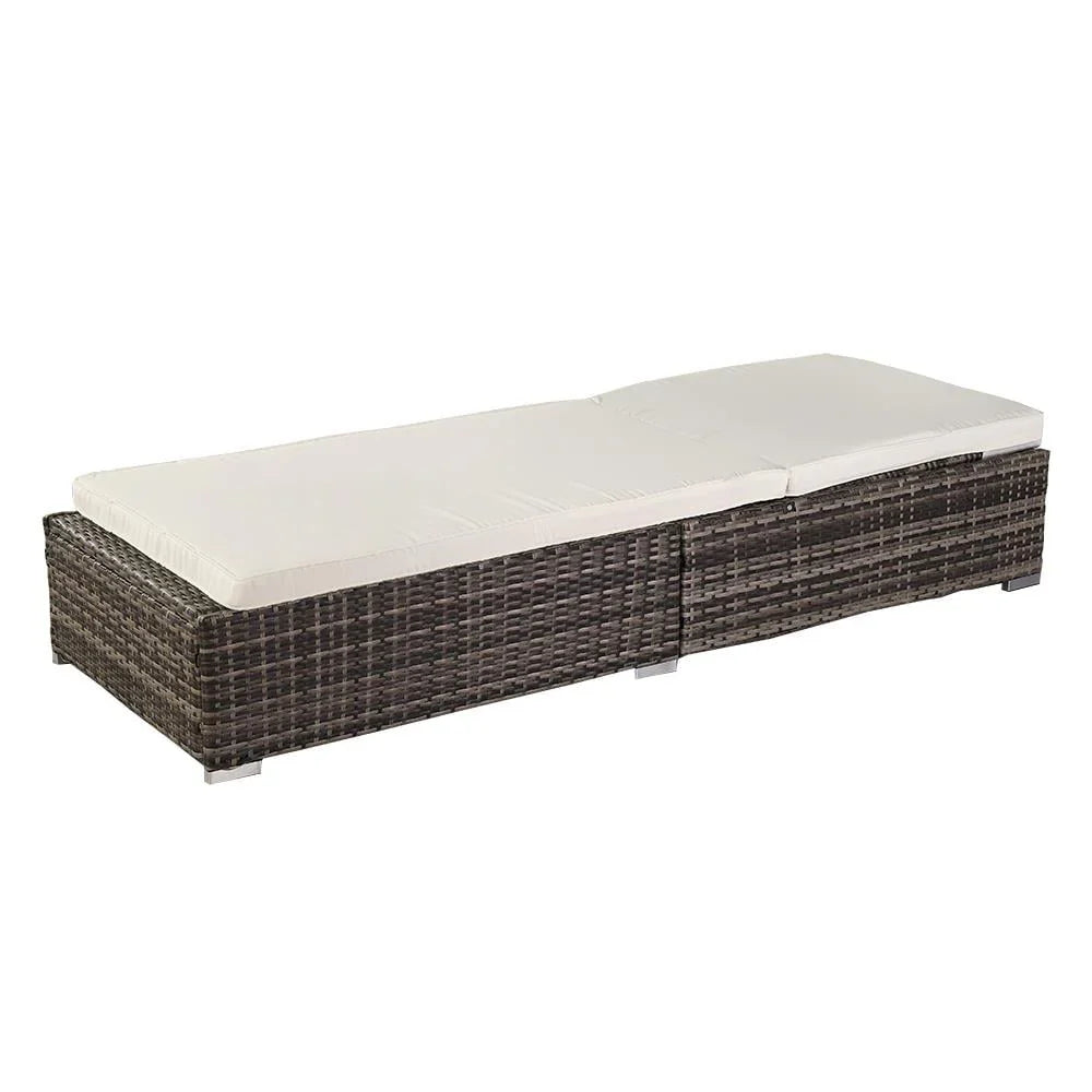 GoDecor Outdoor Wicker Rattan Reclining Sunlounger, Gray