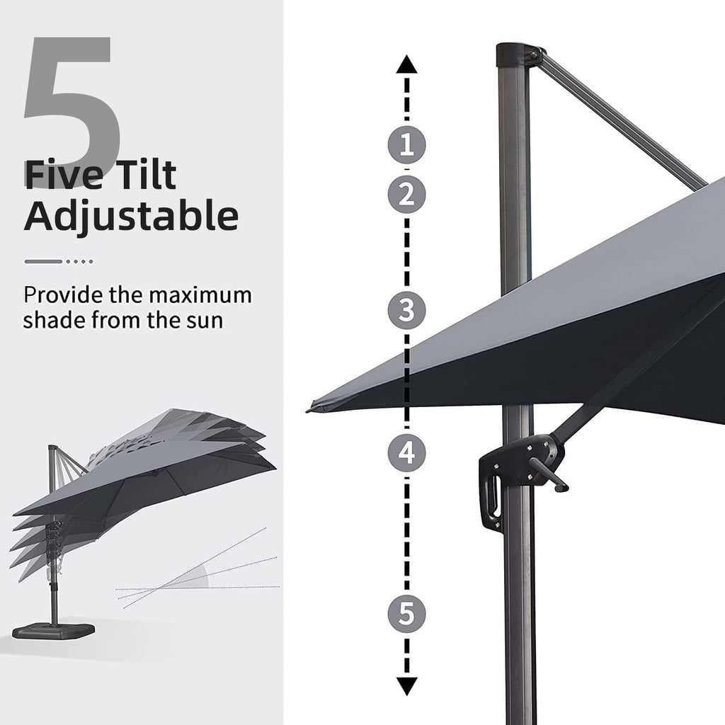 PURPLE LEAF 9 ft x 11.5 ft Grey Aluminum Offset Patio Umbrella