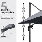 PURPLE LEAF 9 ft x 11.5 ft Grey Aluminum Offset Patio Umbrella