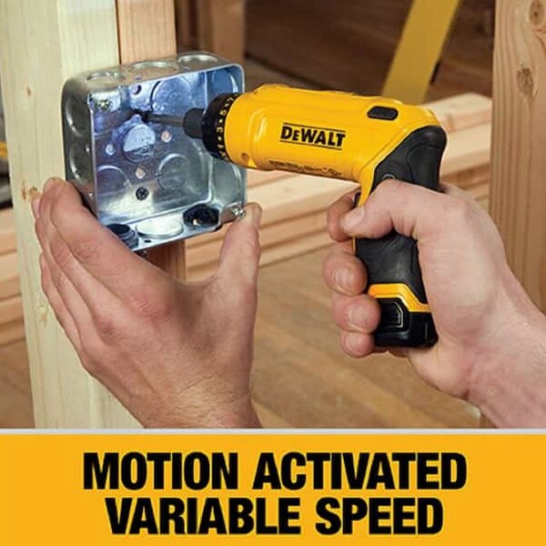 DEWALT 8V MAX Cordless Gyroscopic Screwdriver With Adjustable Handle, (2) 1.0Ah Batteries, Charger, And Bag
