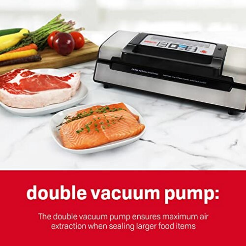 Nesco Deluxe Food Vacuum Sealer, 130 Watts With Bags And Viewing Lid - VS-12