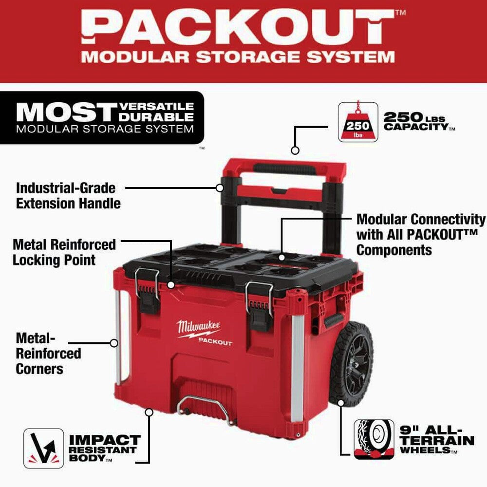 Milwaukee Packout 22 in. Rolling, Large And Medium Tool Box Set - 8426-8425-8424