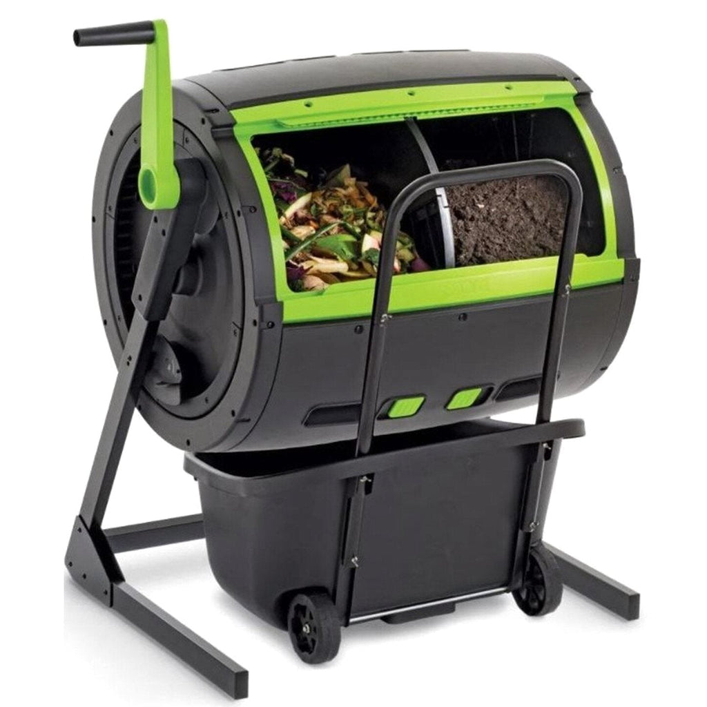 65-Gallon Compost Tumbler And 12-Gallon Cart Combo - 41.3 Inch x 30 Inch x 45 Inch