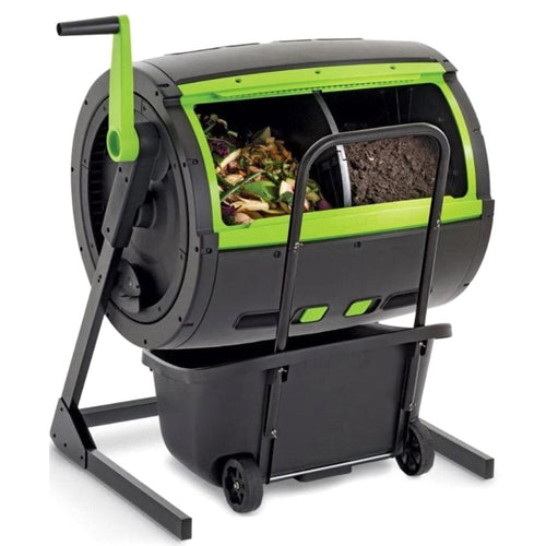 65-Gallon Compost Tumbler And 12-Gallon Cart Combo - 41.3 Inch x 30 Inch x 45 Inch