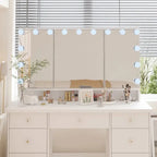 9-Drawer Makeup Vanity Station With LED Mirror - White Or Black