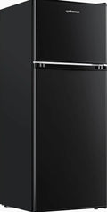 Upstreman 4.0 Cu.Ft Double Door Mini Fridge With Freezer, Black - BR401