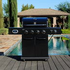 Kenmore 4-Burner Smart Gas Grill With Side Searing Burner, Black With Chrome Accents