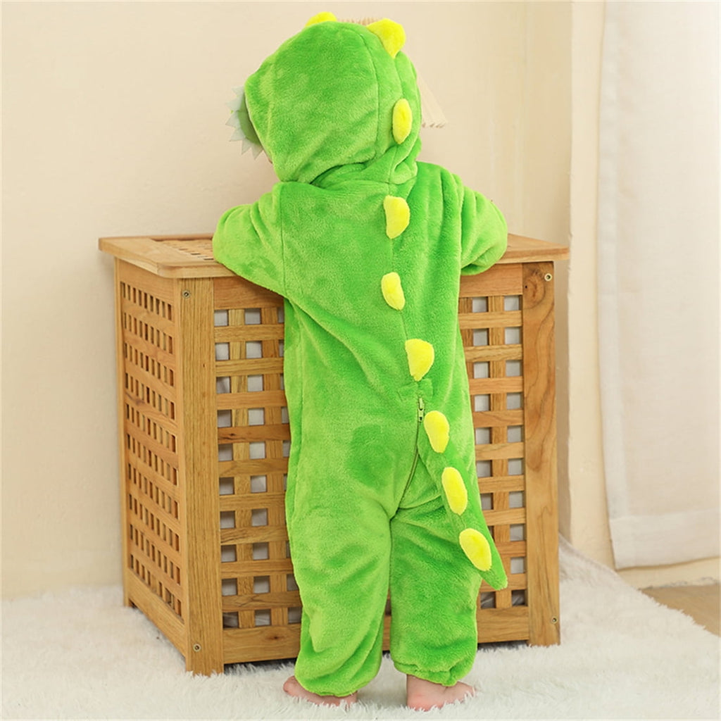 WIBACKER Infant Toddler Dinosaur Animal Fancy Dress Costume Baby Winter Flannel Hooded Romper Christmas Halloween Cosplay Jumpsuit