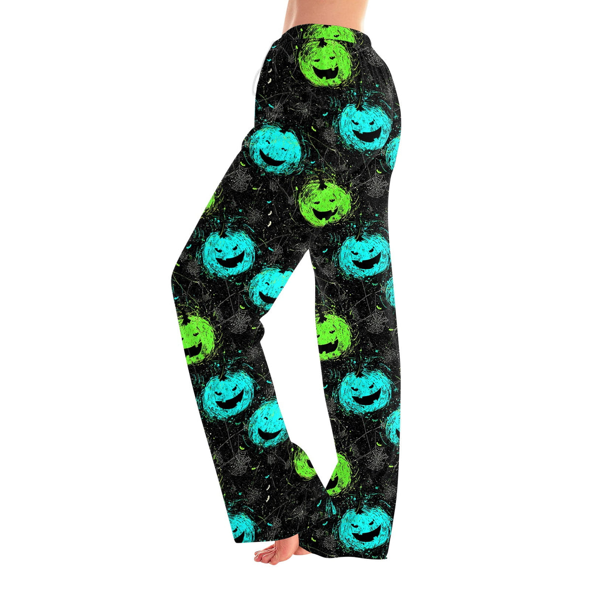 Fabrcox Halloween Womans Pajama Pants Ghost Pumpkin Candy Sleep Pants Women Fall Winter Festival Soft Lounge Pants for Women Khaki S