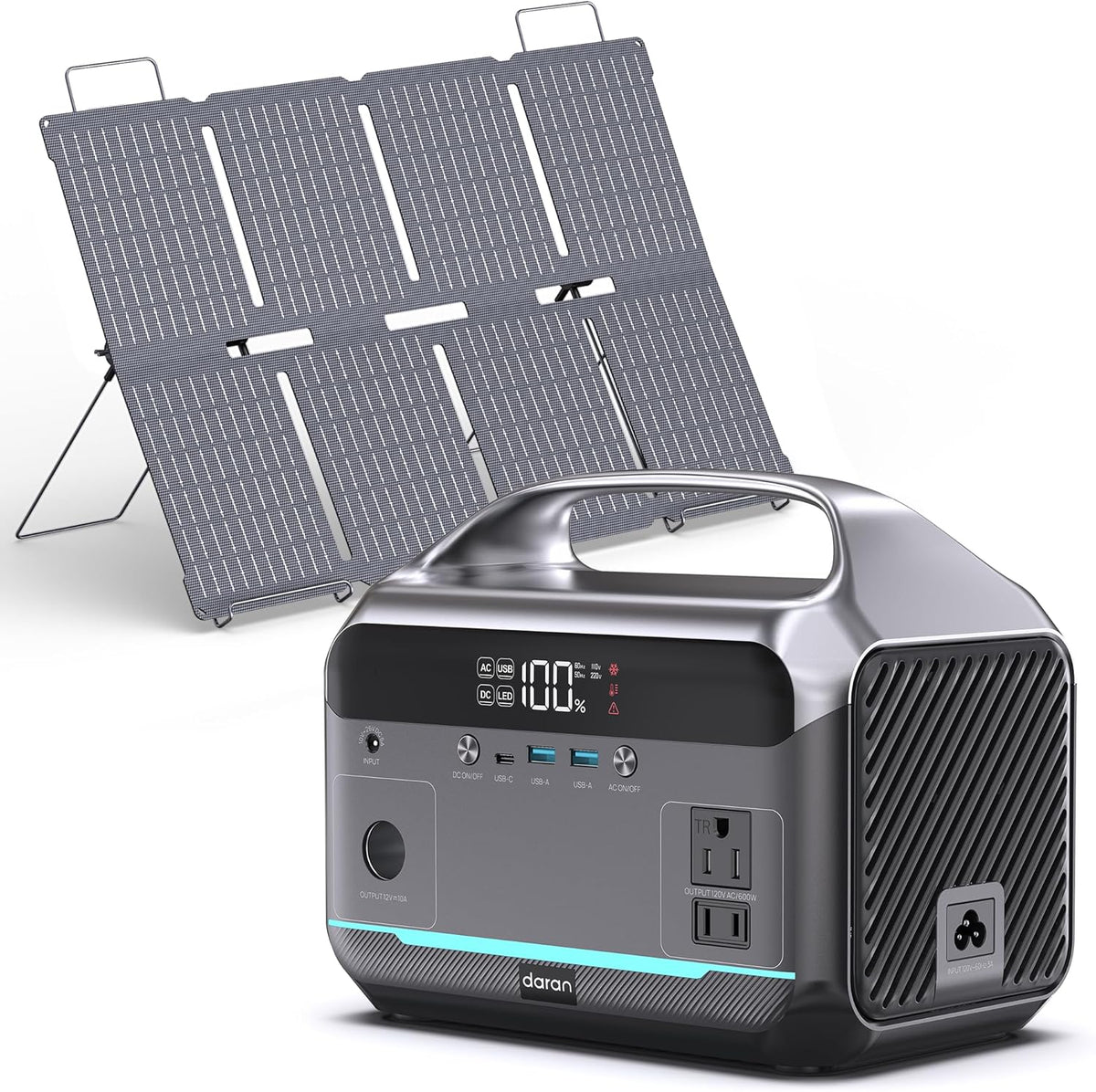 DaranEner Portable Power Station With 80W Solar Panel, 288Wh LiFePO4 Battery, 600W, 1200W Surge