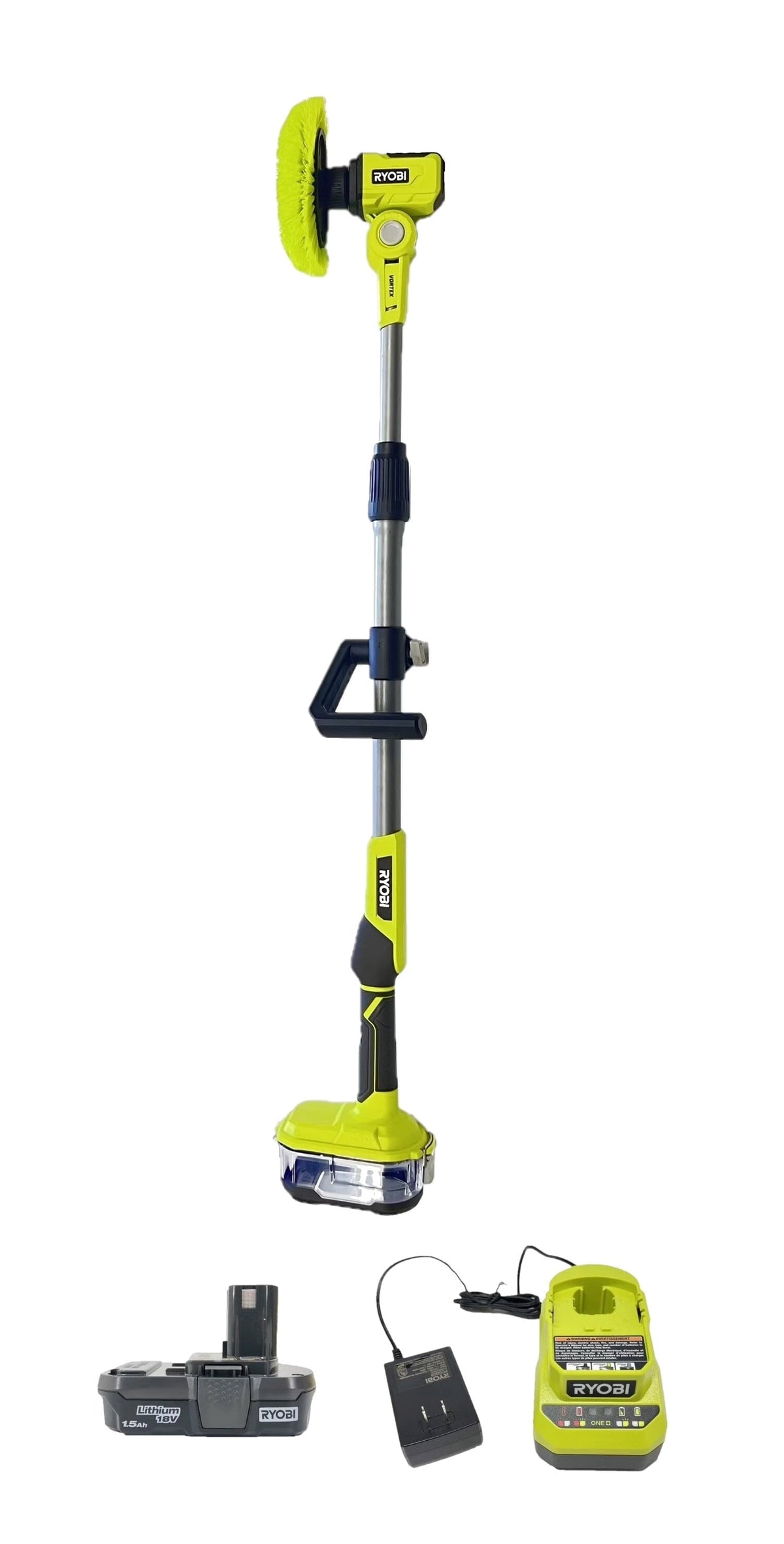 RYOBI ONE+ 18V Cordless Telescoping Power Scrubber Kit With Battery And Charger - P4500