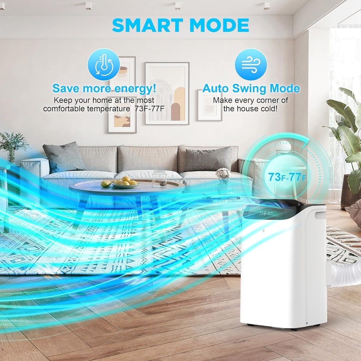 HUMHOLD Portable Air Conditioner 12000 BTU, White, 3-in-1 With Remote - HDPAC-10-A1