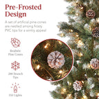 Best Choice Products 6ft Pre-Lit Partially Flocked Pencil Christmas Tree With 250 Lights And Pine Cones