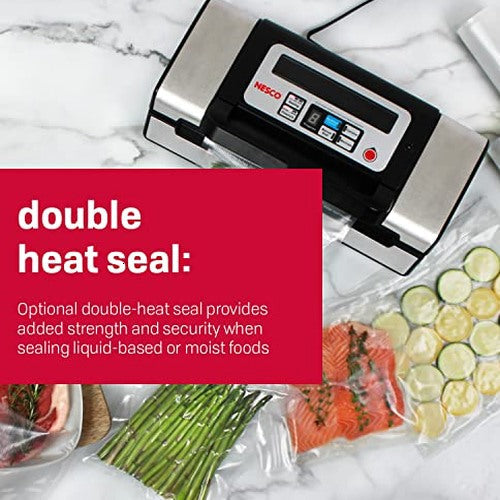 Nesco Deluxe Food Vacuum Sealer, 130 Watts With Bags And Viewing Lid - VS-12