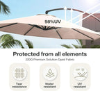 LAUSAINT HOME 11 FT Beige Curvy Cantilever Patio Umbrella With Base