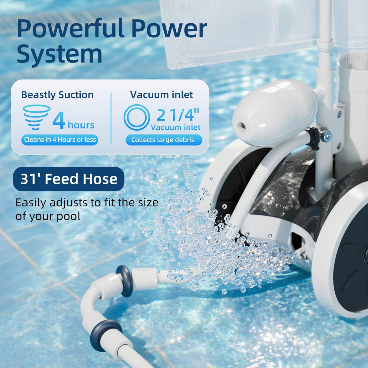 MAKHOON Pool Pressure Side Sweeper, 4-Wheel
