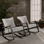 Better Homes & Gardens Marlow Outdoor Patio Rocking Chairs 2 Pack Black Frame Gray Cushion