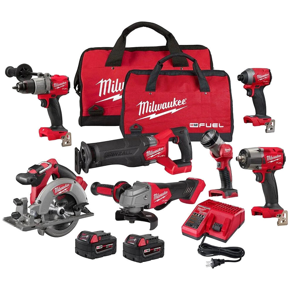 Milwaukee M18 FUEL 18-Volt Lithium-Ion Brushless Cordless 7-Tool Combo Kit 5.0 Ah - 2998-27