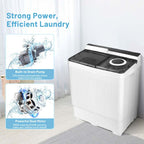 Portable Twin Tub Washer Dryer Combo With Drain Pump, 26 LBS - Blue/Gray