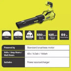 RYOBI 40V Brushless 20-Inch Self-Propelled Mower Kit With Trimmer, Blower, Dual Batteries And Chargers - RY401120-Y RY40270 RY40407BTLVNM