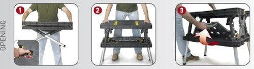 Keter Folding Work Table With 2 12 Inch Clamps, Black/Yellow - 17182239