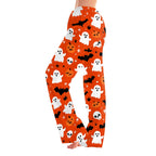Fabrcox Halloween Womans Pajama Pants Ghost Pumpkin Candy Sleep Pants Women Fall Winter Festival Soft Lounge Pants for Women Khaki S