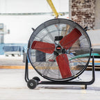 Hyper Tough 30 Inch 2-Speed High Velocity Tilted Drum Fan - Red & Black