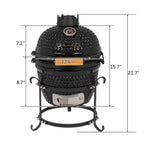 SalonMore 13in Round Ceramic Charcoal Grill - Black