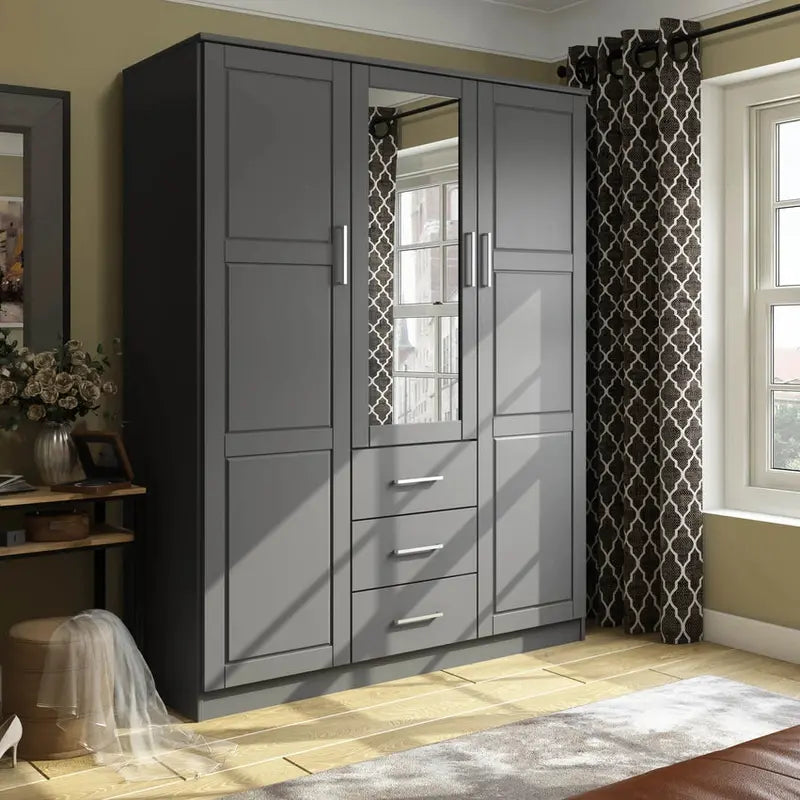 Palace Imports Solid Wood 3-Door Wardrobe Armoire, 56.25in W x 72in H x 20.75in D - Cosmo