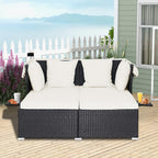 RELAX4LIFE Patio Daybed With Canopy, Cushions, 4 Pillows And 2 Side Trays, Turquoise - B0BYSN7GC7