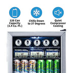 NewAir Beverage Refrigerator Cooler, 126 Cans, Stainless Steel, Right-Hinge Glass Door - AB-1200