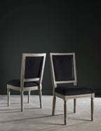 SAFAVIEH Buchanan Rectangular Side Chair Set Of 2, Black/Rustic Grey