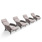 OPOHORO Outdoor Recliner Chair With Cushion, Beige, 1-Pc